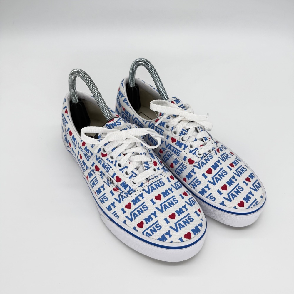 Vans Era Sneakers Womens 8.5 White I Heart My Vans Graphic Print Low Top Skate